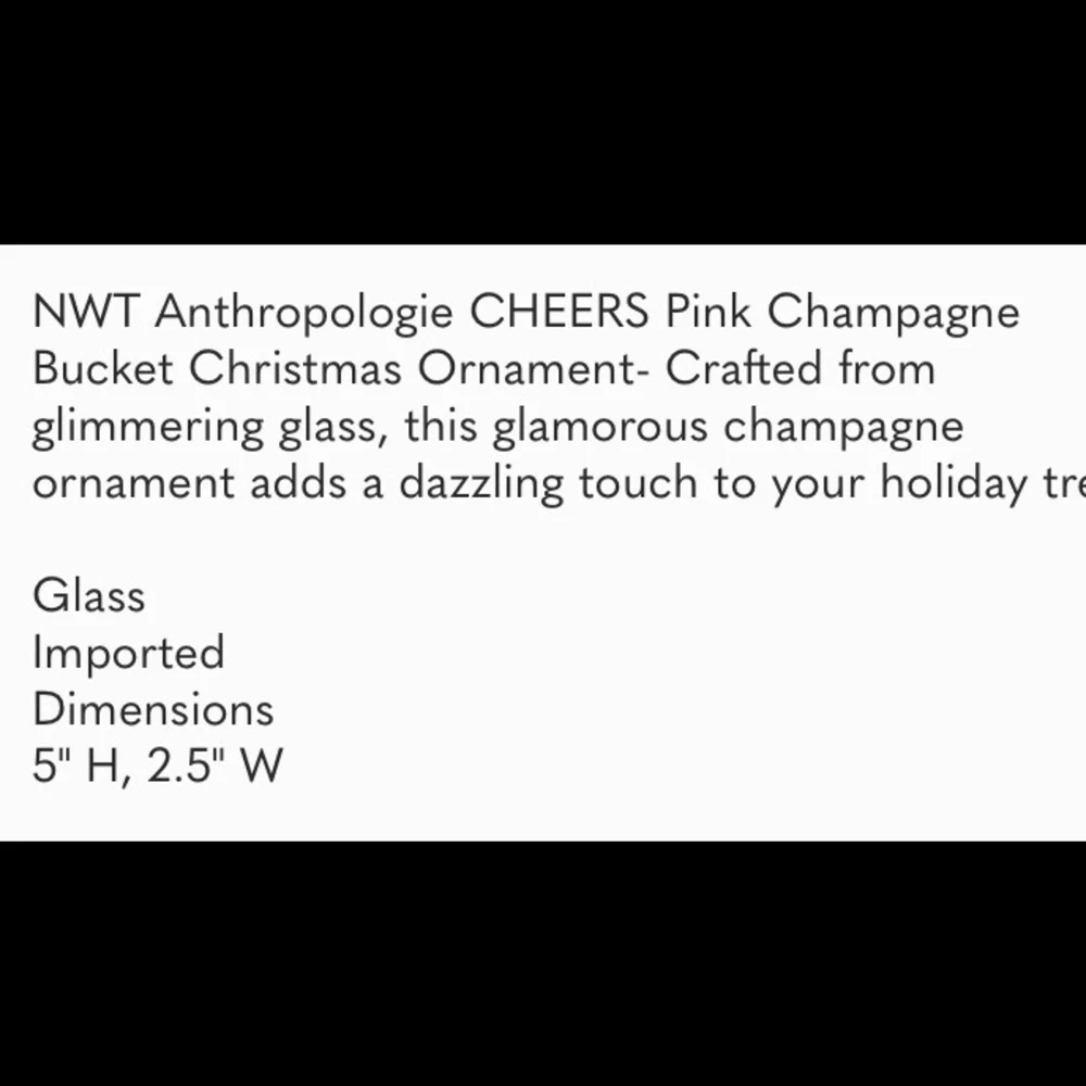 NWT Anthropologie CHEERS Champagne Bucket Ornament Christmas